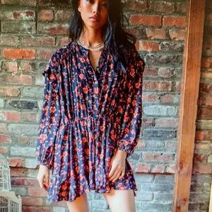 🎉HP🎉FREE PEOPLE FLORAL MINI DRESS SIZE L